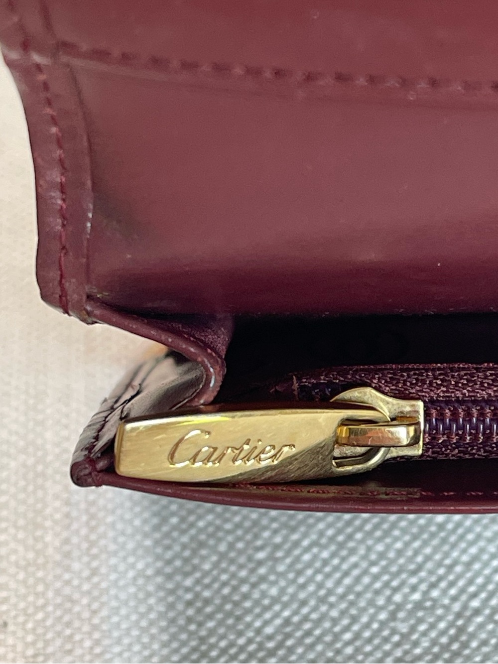 EUC CARTIER BORDEAUX DEEP BURGUNDY CALFSKIN LEATHER LONG BIFOLD WALLET PARIS - Picture 11 of 14
